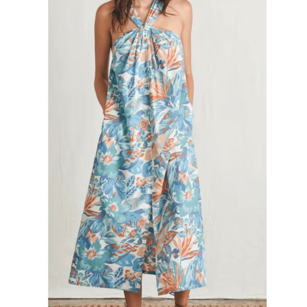 Faherty Bay Twist Dress Floral Maxi Size XS‎ Halter Spring Summer Resort
